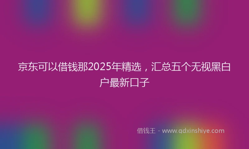 京东可以借钱那2025年精选，汇总五个无视黑白户最新口子