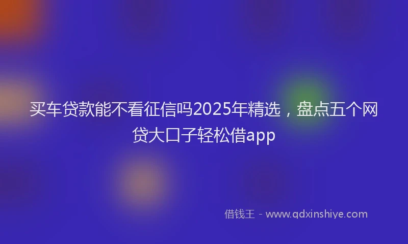 买车贷款能不看征信吗2025年精选，盘点五个网贷大口子轻松借app
