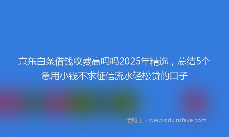 京东白条借钱收费高吗吗2025年精选，总结5个急用小钱不求征信流水轻松贷的口子