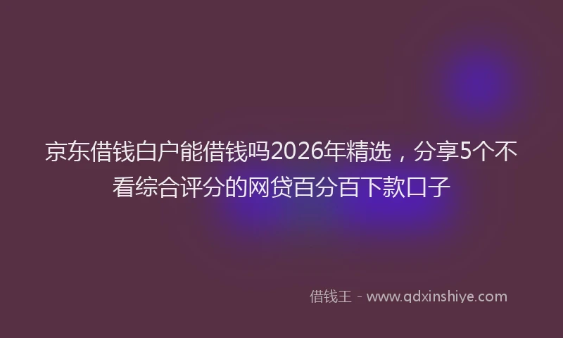 京东借钱白户能借钱吗2026年精选，分享5个不看综合评分的网贷百分百下款口子