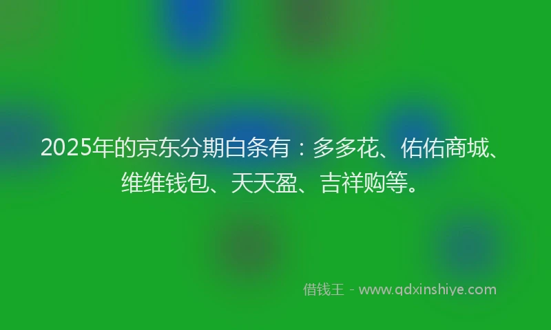 2025年的京东分期白条有：多多花、佑佑商城、维维钱包、天天盈、吉祥购等。
