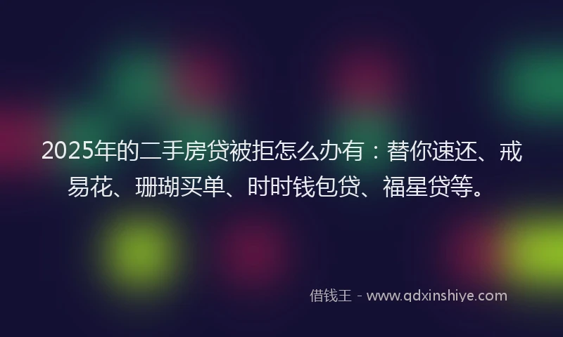 2025年的二手房贷被拒怎么办有：替你速还、戒易花、珊瑚买单、时时钱包贷、福星贷等。