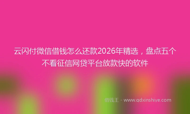 云闪付微信借钱怎么还款2026年精选，盘点五个不看征信网贷平台放款快的软件