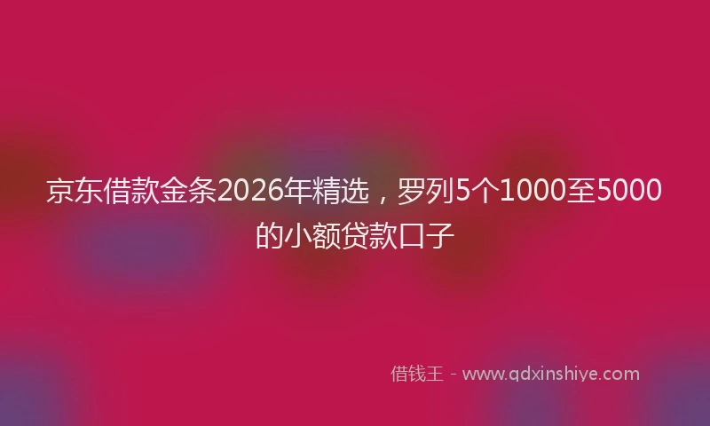 京东借款金条2026年精选，罗列5个1000至5000的小额贷款口子