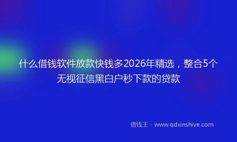 什么借钱软件放款快钱多2026年精选,整合5个无视征信黑白户秒下款的贷款