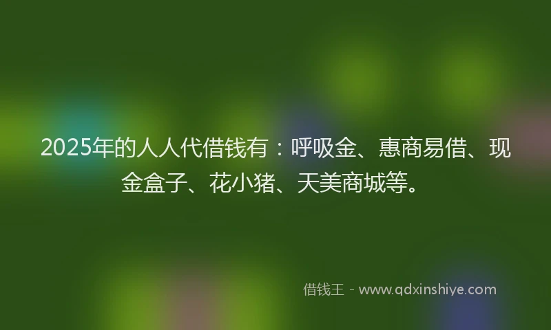 2025年的人人代借钱有：呼吸金、惠商易借、现金盒子、花小猪、天美商城等。