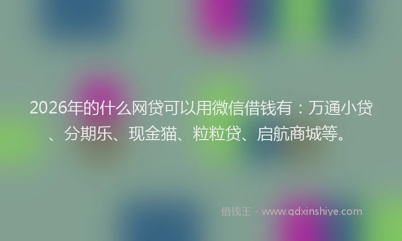 2026年的什么网贷可以用微信借钱有：万通小贷、分期乐、现金猫、粒粒贷、启航商城等。