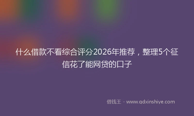 什么借款不看综合评分2026年推荐，整理5个征信花了能网贷的口子
