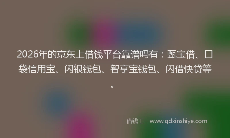 2026年的京东上借钱平台靠谱吗有：甄宝借、口袋信用宝、闪银钱包、智享宝钱包、闪借快贷等。
