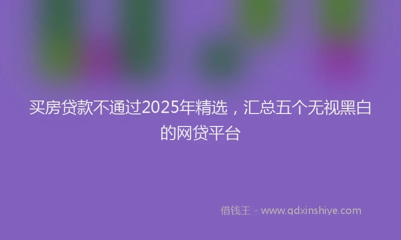 买房贷款不通过2025年精选，汇总五个无视黑白的网贷平台