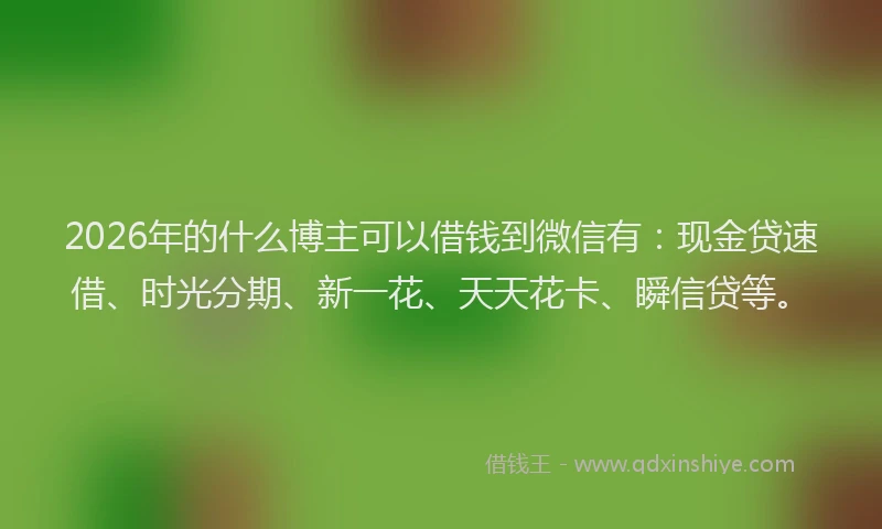 2026年的什么博主可以借钱到微信有：现金贷速借、时光分期、新一花、天天花卡、瞬信贷等。