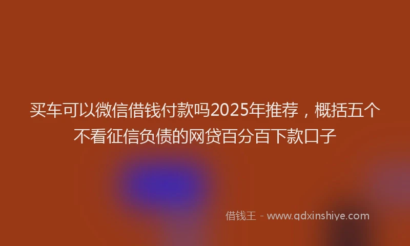 买车可以微信借钱付款吗2025年推荐，概括五个不看征信负债的网贷百分百下款口子