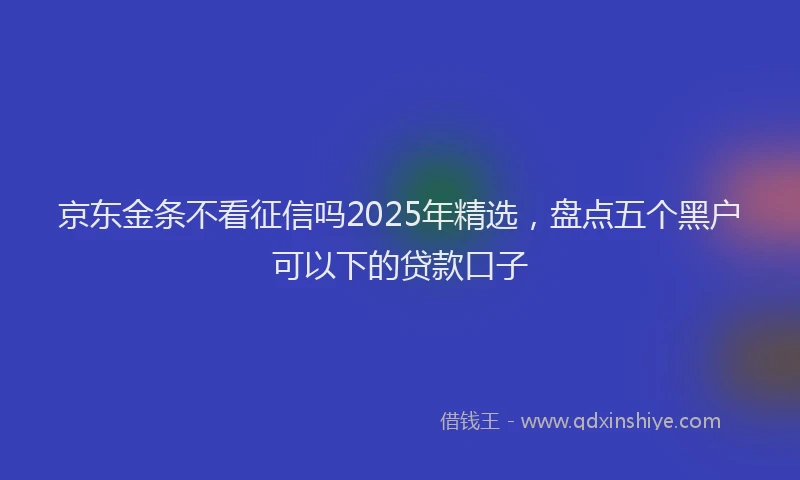 京东金条不看征信吗2025年精选，盘点五个黑户可以下的贷款口子