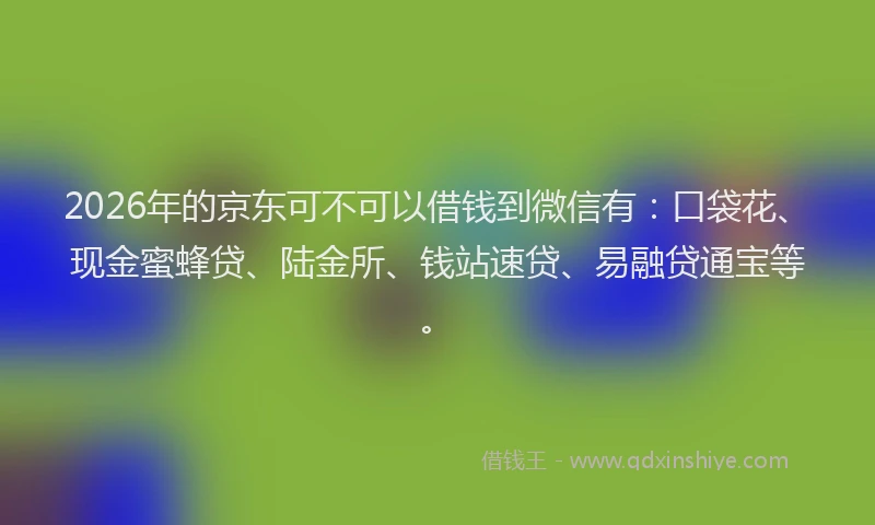 2026年的京东可不可以借钱到微信有:口袋花、现金蜜蜂贷、陆金所、钱站速贷、易融贷通宝等。