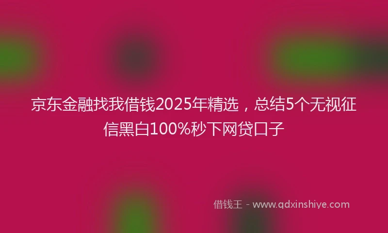 京东金融找我借钱2025年精选，总结5个无视征信黑白100%秒下网贷口子