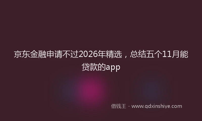 京东金融申请不过2026年精选，总结五个11月能贷款的app