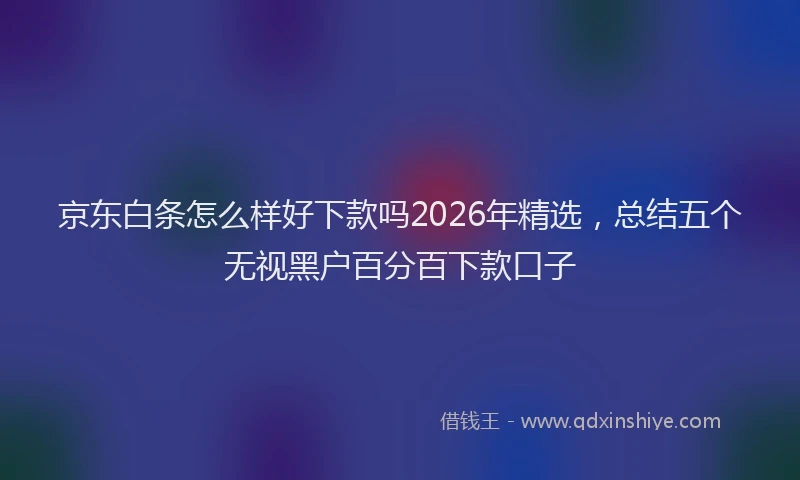 京东白条怎么样好下款吗2026年精选，总结五个无视黑户百分百下款口子