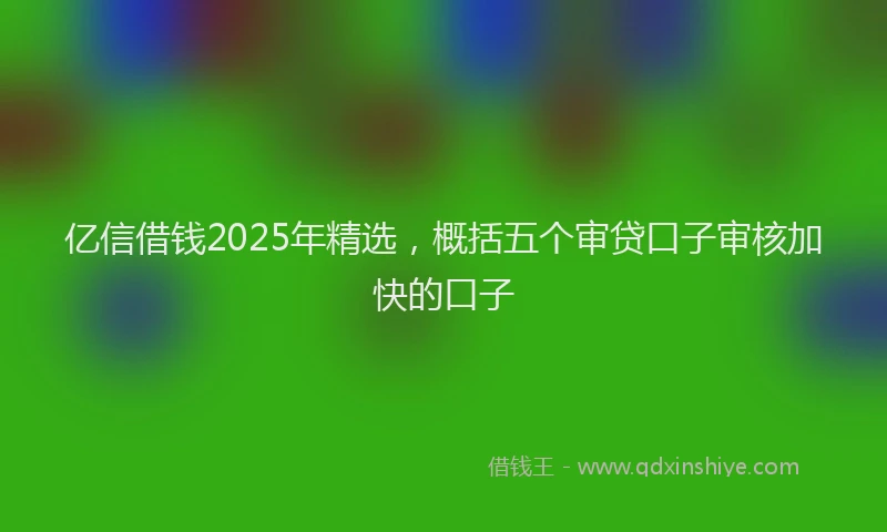 亿信借钱2025年精选，概括五个审贷口子审核加快的口子