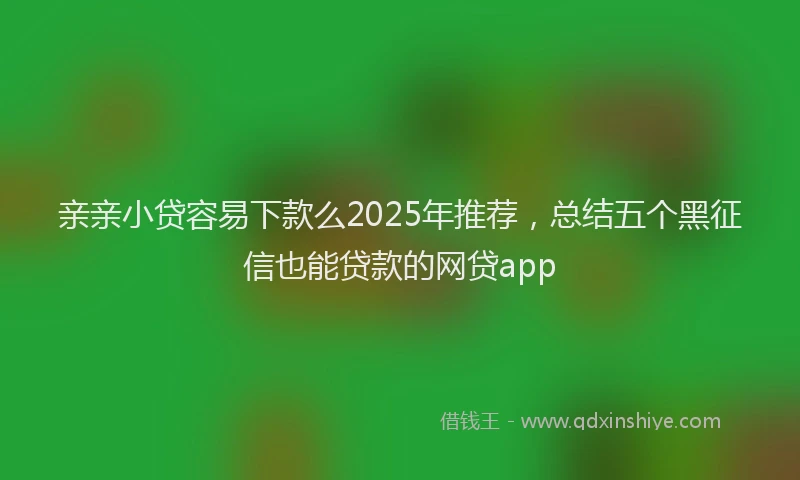 亲亲小贷容易下款么2025年推荐,总结五个黑征信也能贷款的网贷app