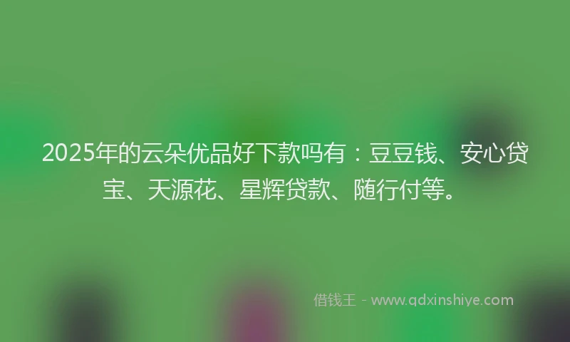 2025年的云朵优品好下款吗有：豆豆钱、安心贷宝、天源花、星辉贷款、随行付等。