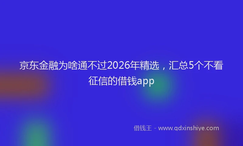 京东金融为啥通不过2026年精选，汇总5个不看征信的借钱app