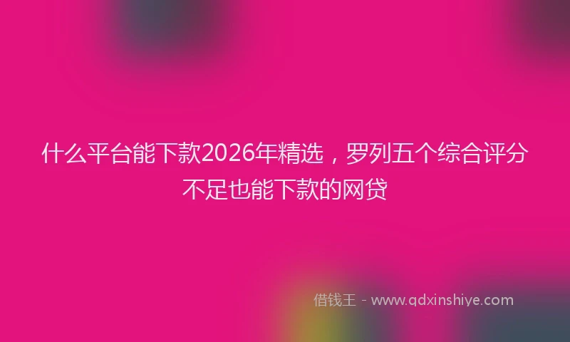 什么平台能下款2026年精选，罗列五个综合评分不足也能下款的网贷