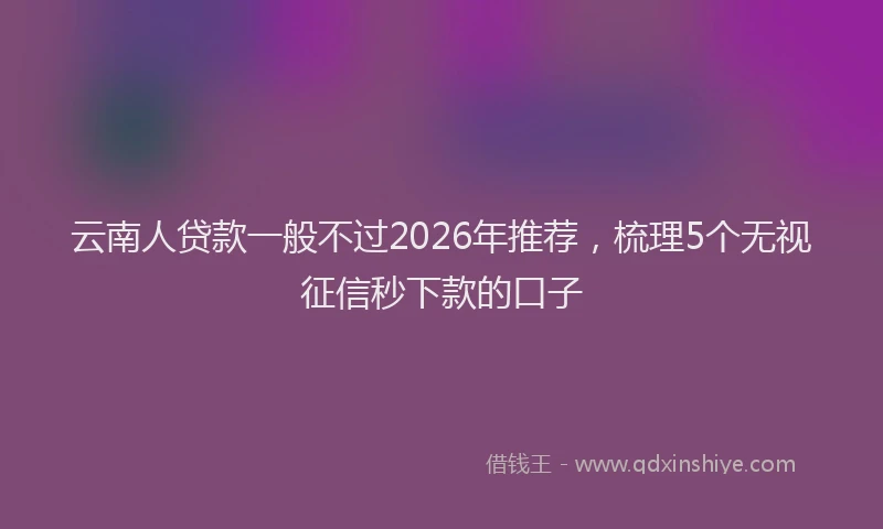 云南人贷款一般不过2026年推荐,梳理5个无视征信秒下款的口子