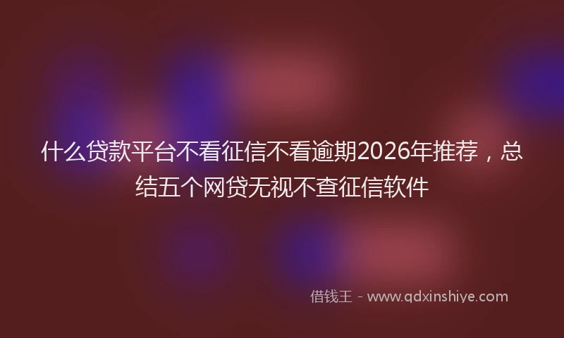 什么贷款平台不看征信不看逾期2026年推荐，总结五个网贷无视不查征信软件