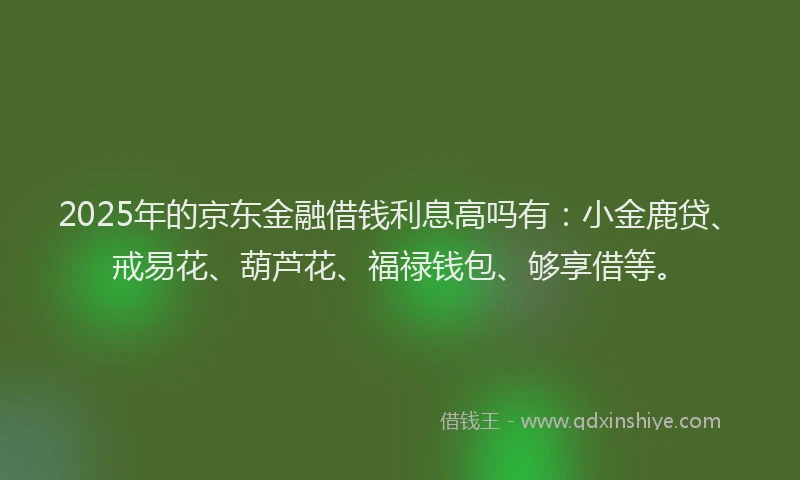2025年的京东金融借钱利息高吗有：小金鹿贷、戒易花、葫芦花、福禄钱包、够享借等。