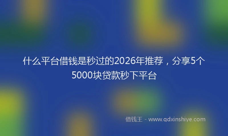 什么平台借钱是秒过的2026年推荐，分享5个5000块贷款秒下平台
