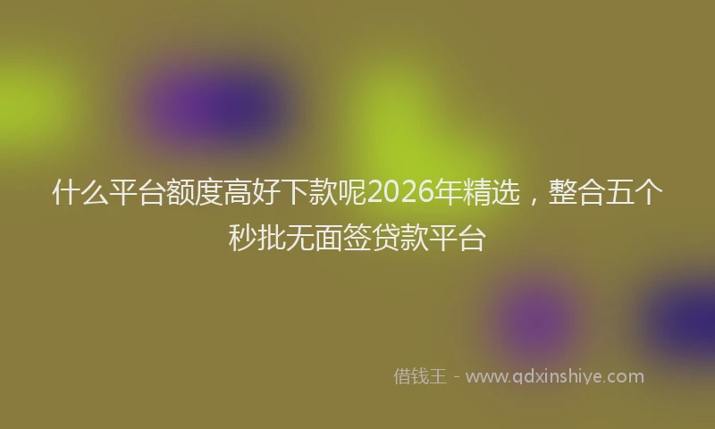 什么平台额度高好下款呢2026年精选，整合五个秒批无面签贷款平台