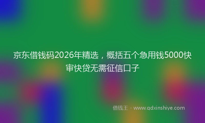 京东借钱码2026年精选，概括五个急用钱5000快审快贷无需征信口子
