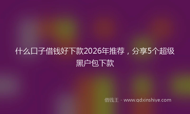 什么口子借钱好下款2026年推荐，分享5个超级黑户包下款