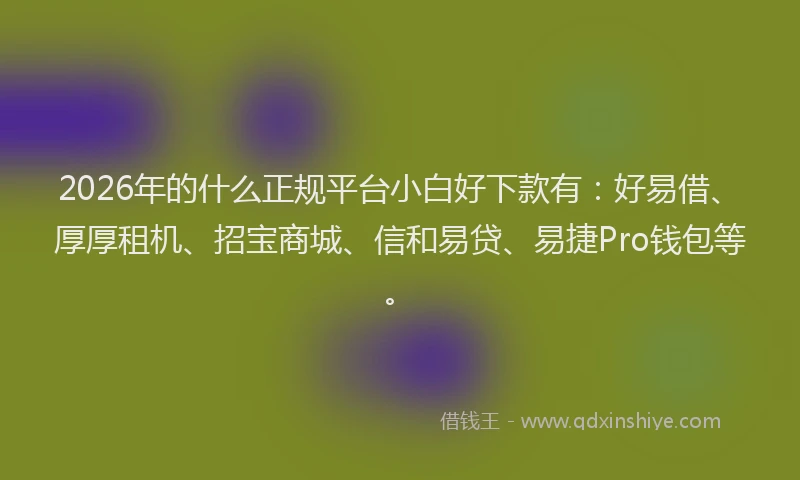 2026年的什么正规平台小白好下款有：好易借、厚厚租机、招宝商城、信和易贷、易捷Pro钱包等。