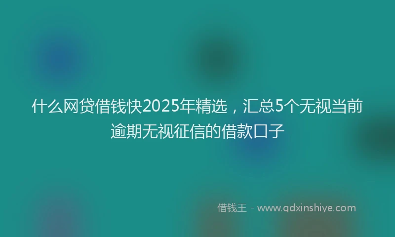 什么网贷借钱快2025年精选，汇总5个无视当前逾期无视征信的借款口子