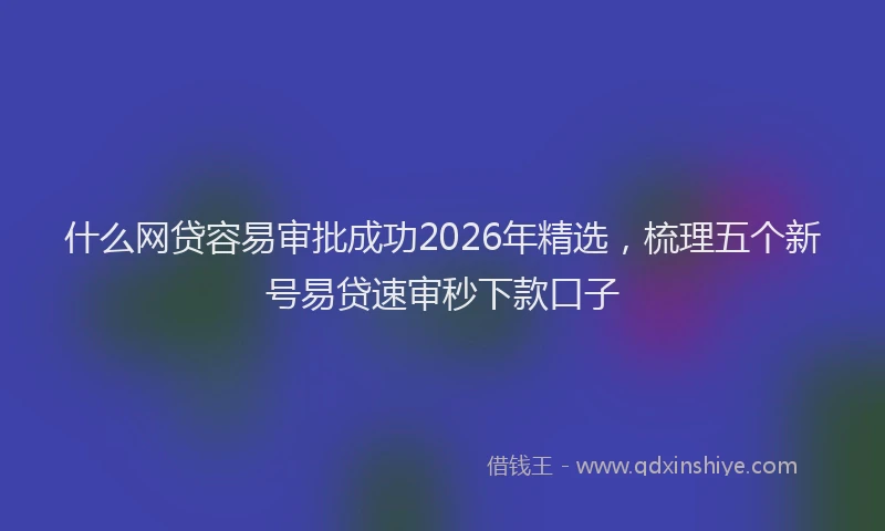 什么网贷容易审批成功2026年精选,梳理五个新号易贷速审秒下款口子