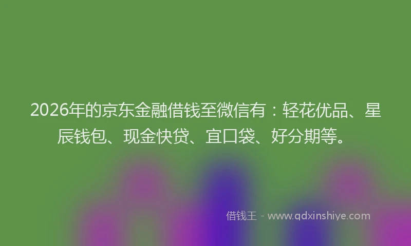 2026年的京东金融借钱至微信有：轻花优品、星辰钱包、现金快贷、宜口袋、好分期等。