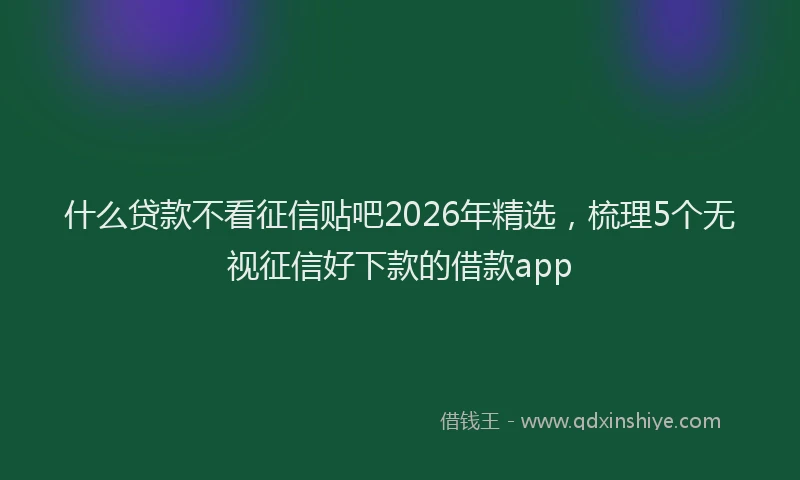 什么贷款不看征信贴吧2026年精选,梳理5个无视征信好下款的借款app