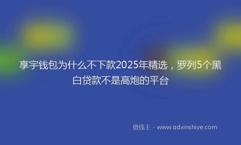 享宇钱包为什么不下款2025年精选，罗列5个黑白贷款不是高炮的平台