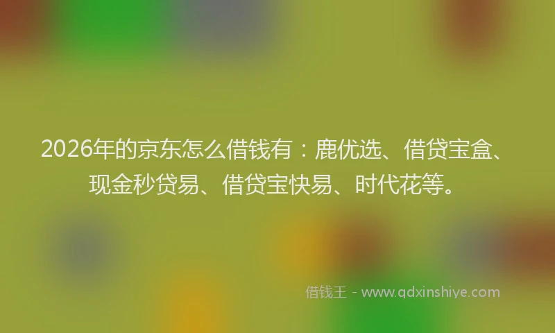 2026年的京东怎么借钱有：鹿优选、借贷宝盒、现金秒贷易、借贷宝快易、时代花等。