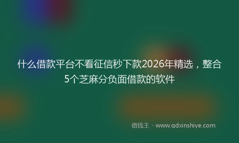 什么借款平台不看征信秒下款2026年精选，整合5个芝麻分负面借款的软件