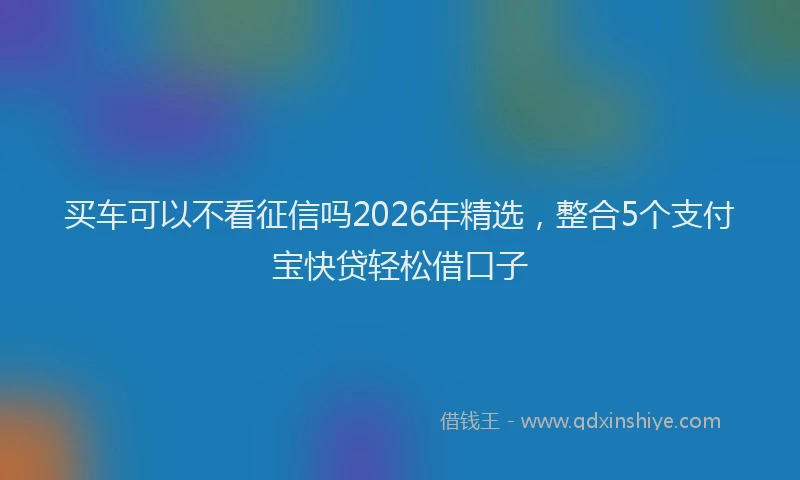 买车可以不看征信吗2026年精选，整合5个支付宝快贷轻松借口子