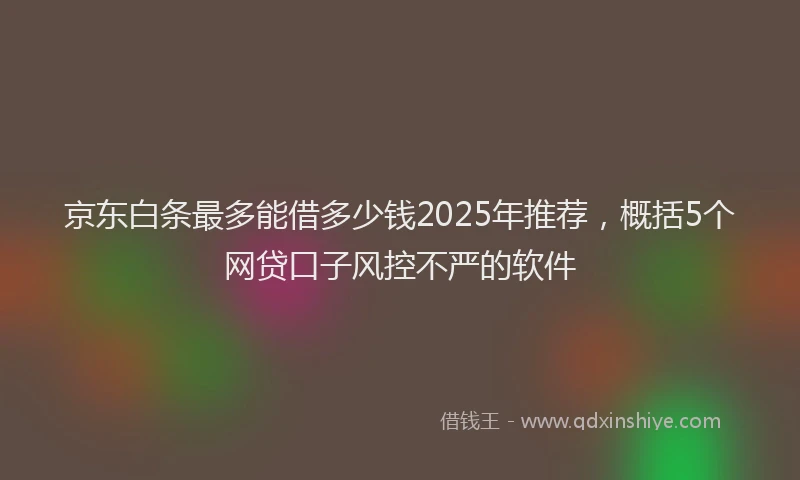 京东白条最多能借多少钱2025年推荐，概括5个网贷口子风控不严的软件