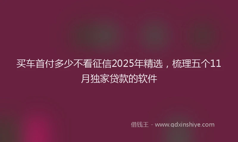买车首付多少不看征信2025年精选,梳理五个11月独家贷款的软件