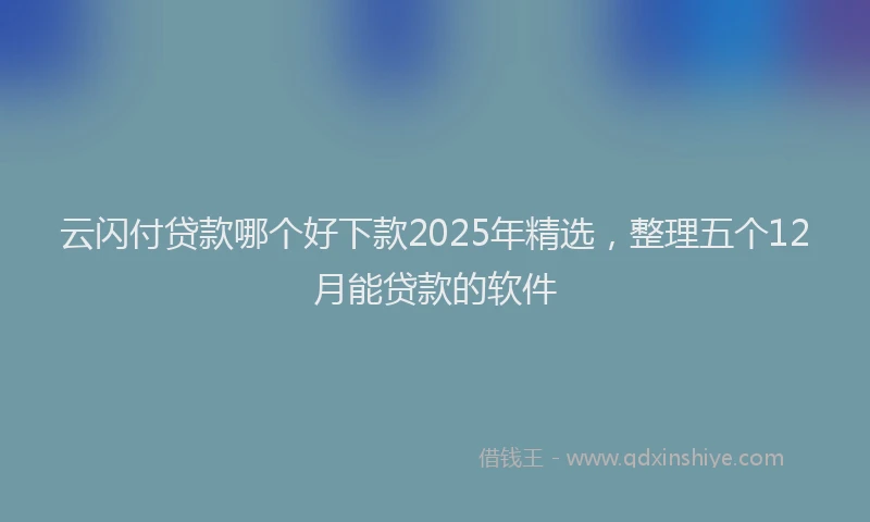 云闪付贷款哪个好下款2025年精选，整理五个12月能贷款的软件