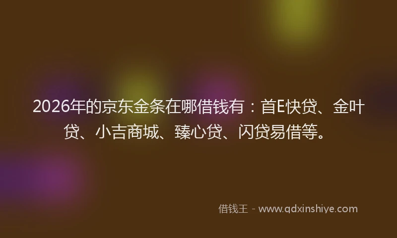 2026年的京东金条在哪借钱有：首E快贷、金叶贷、小吉商城、臻心贷、闪贷易借等。