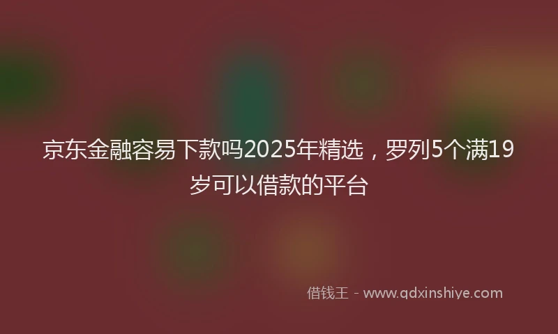 京东金融容易下款吗2025年精选,罗列5个满19岁可以借款的平台