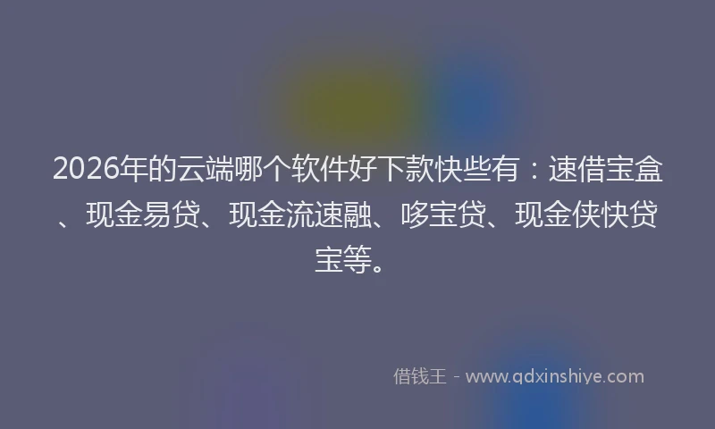 2026年的云端哪个软件好下款快些有：速借宝盒、现金易贷、现金流速融、哆宝贷、现金侠快贷宝等。
