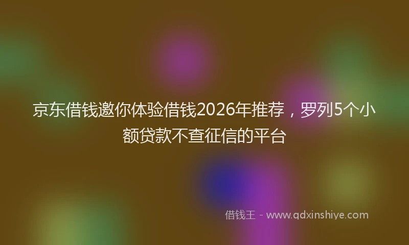 京东借钱邀你体验借钱2026年推荐，罗列5个小额贷款不查征信的平台