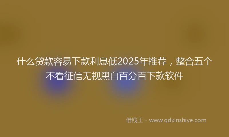 什么贷款容易下款利息低2025年推荐，整合五个不看征信无视黑白百分百下款软件